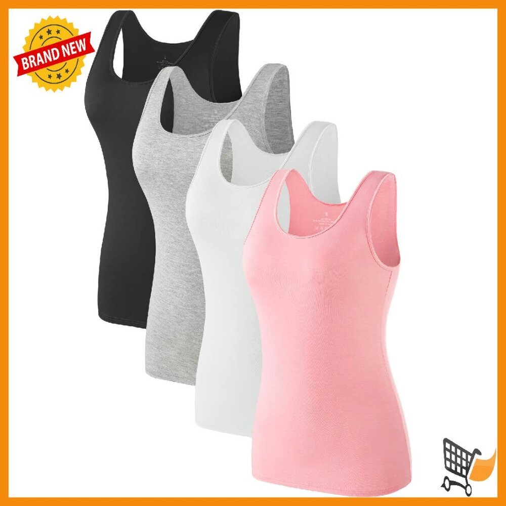 Soft Seamless Tank Tops 4-Pack Women's Layering Basic Undershirts - Picture 1 of 8